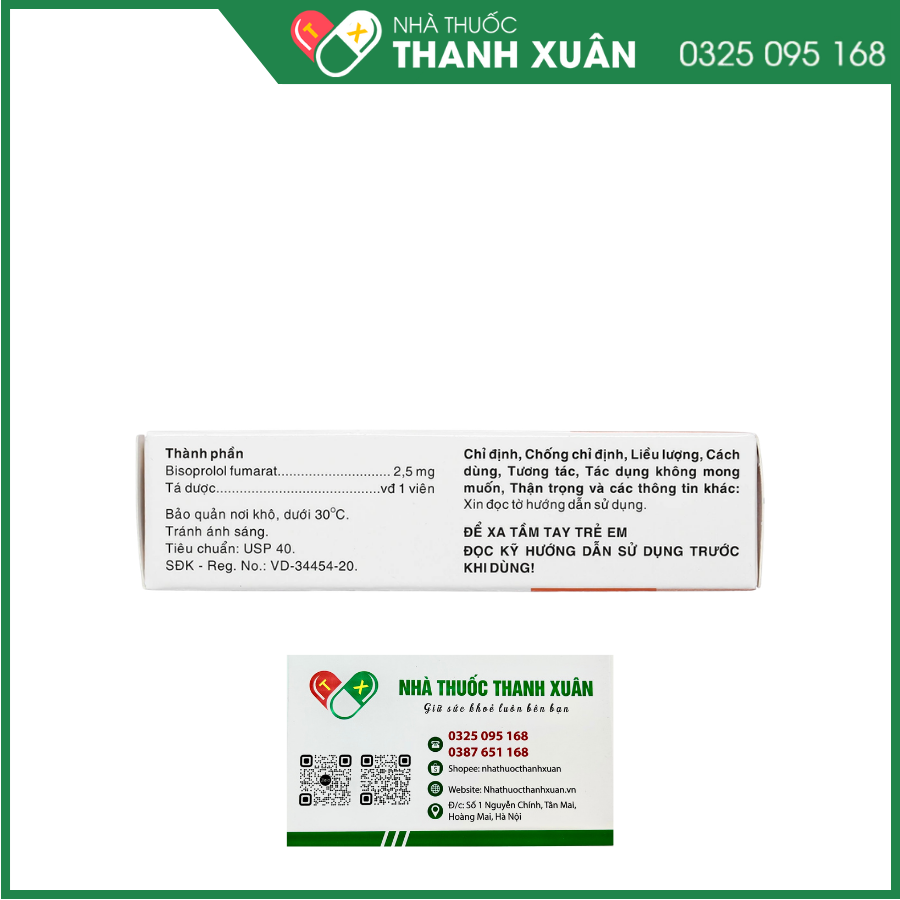 Bihasal 2.5 điều trị tăng huyết áp, đau thắt ngực, suy tim mạn tính